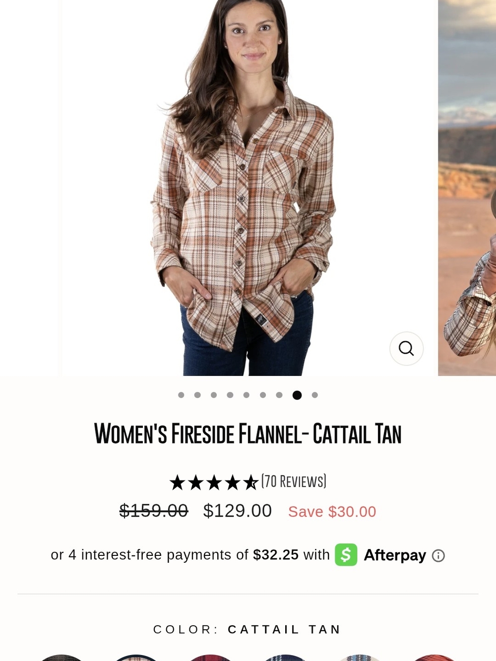 NWT Women's Fireside Cotton Flannel Button-Down Shirt - Cattail Tan Large L - Picture 3 of 10